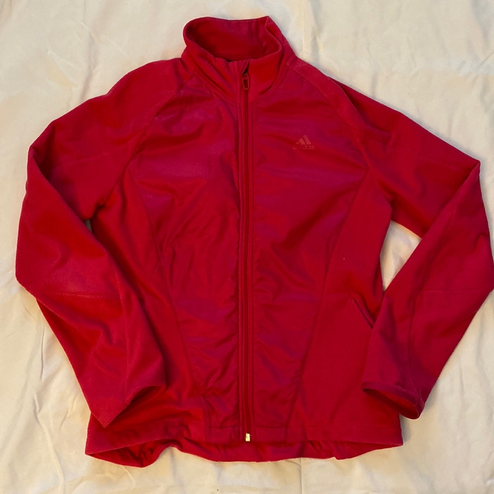 Hot Pink Adidas “fleece” bomber jacket.
